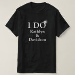 I DO Engagement Ring Couples Name Minimalist Fun T-Shirt<br><div class="desc">I DO Engagement Ring Couples Name Minimalist Happy and Fun T-Shirt. Celebrate your special event with this cute T-Shirt. All the texts are pre-arranged for you to change easily and quickly with your own details.</div>