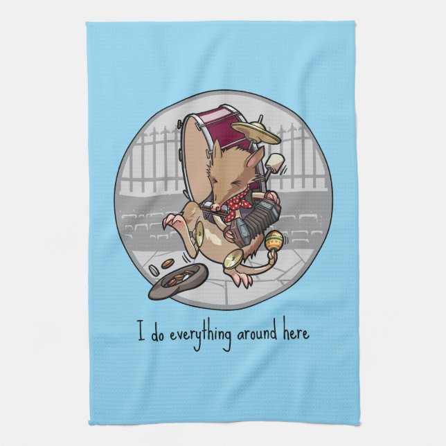I Do Everything Around Here Bandicoot One Man Band Tea Towel (Vertical)