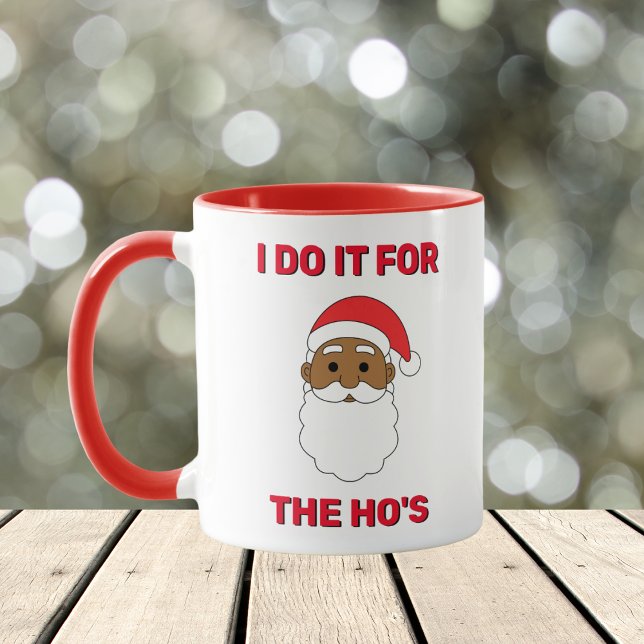 I Do It For The Ho's African American Santa White Mug (Creator Uploaded)
