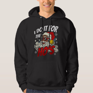 I Do It For The Hos Black Christmas Santa Men Hoodie