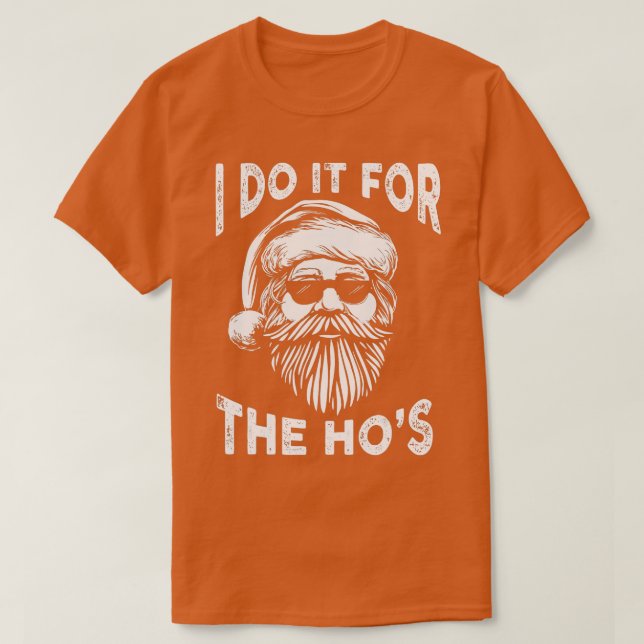 I Do It For The Hos Funny Christmas Santa Cool Sun T-Shirt (Design Front)