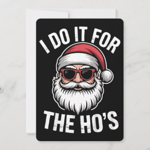 I Do It For The Hos Funny Christmas Santa Vintage Invitation