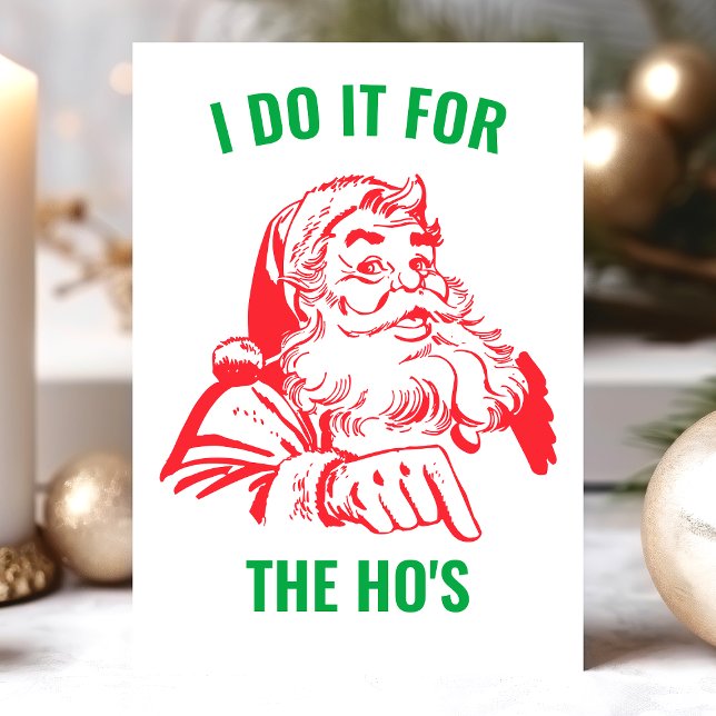 I Do it For The Ho's Funny Santa Claus Christmas Holiday Card (Creator Uploaded)