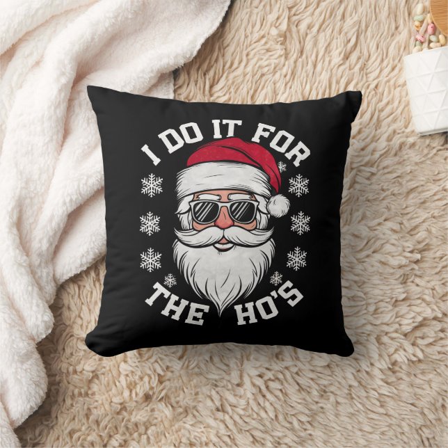 I Do It For The Hos Funny Santa Ugly Christmas  Cushion (Blanket)