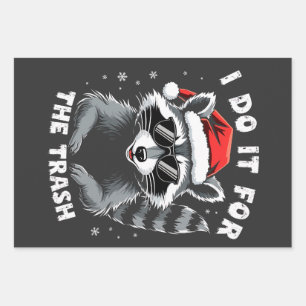 I Do It for the Trash Funny Christmas Racoon Wrapping Paper Sheet