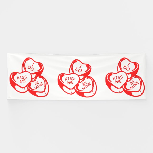 I Do Kiss Me Be Mine Valentine's Day 4x12 Vinyl Banner (Horizontal)