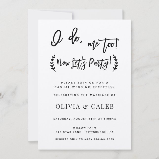 I do me too Reception Only Invitation (Front)