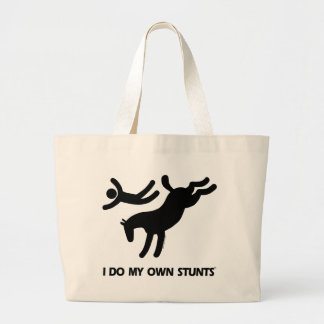 I Do My Own Stunts™  Horse: humourous picture of a Large Tote Bag