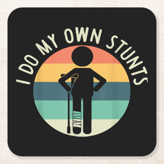 i do my own stunts square paper coaster (Front)