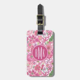 I Do Pink Watercolor Floral Pattern Luggage Tag