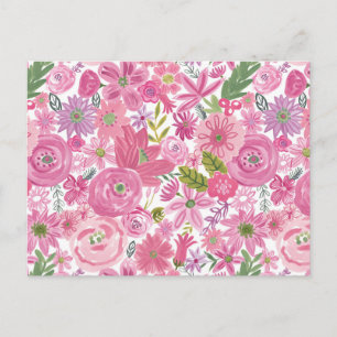I Do Pink Watercolor Floral Pattern Postcard