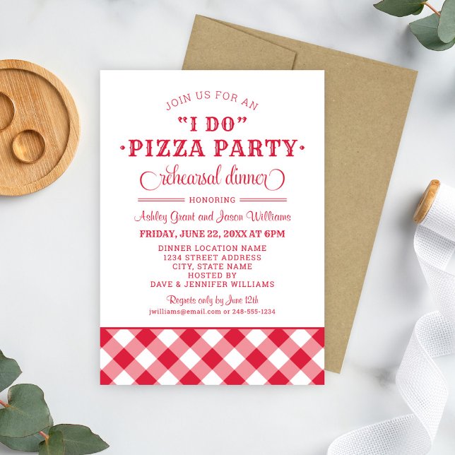 I Do Pizza Party Red Wedding Rehearsal Dinner Invitation (Creator Uploaded)