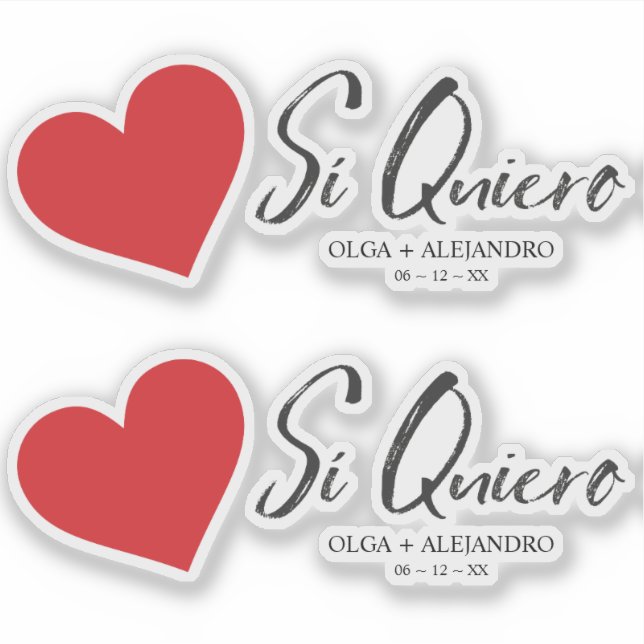 I Do Spanish Red Heart Names for Wedding (Front)