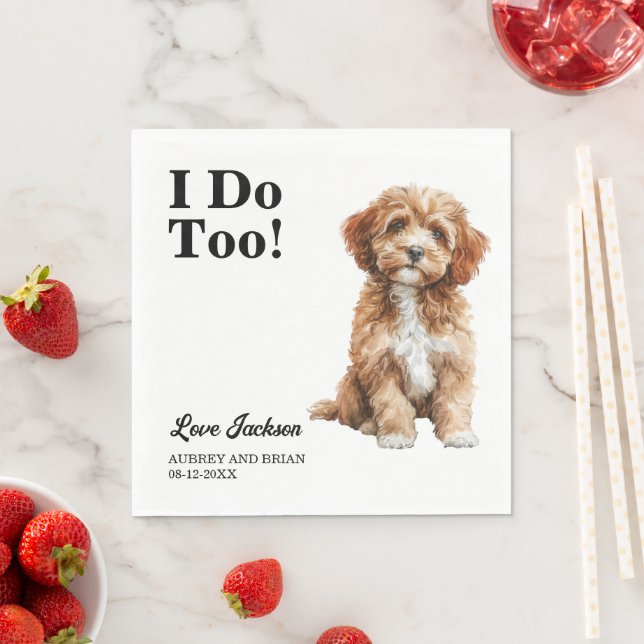 I Do Too! Cavapo Dog Pet Wedding Napkin (Insitu)
