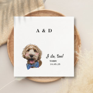 I Do Too Cute Cat Dog Photo Wedding Monogram  Napkin