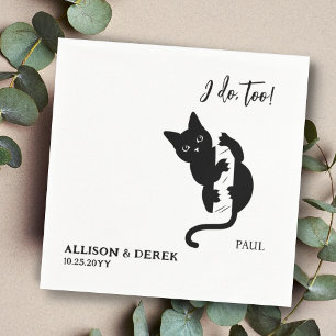 I Do Too Minimalist Pet Black Cat Name Wedding Napkin