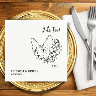 I Do Too Minimalist Pet Sphynx Cat Wedding Napkin