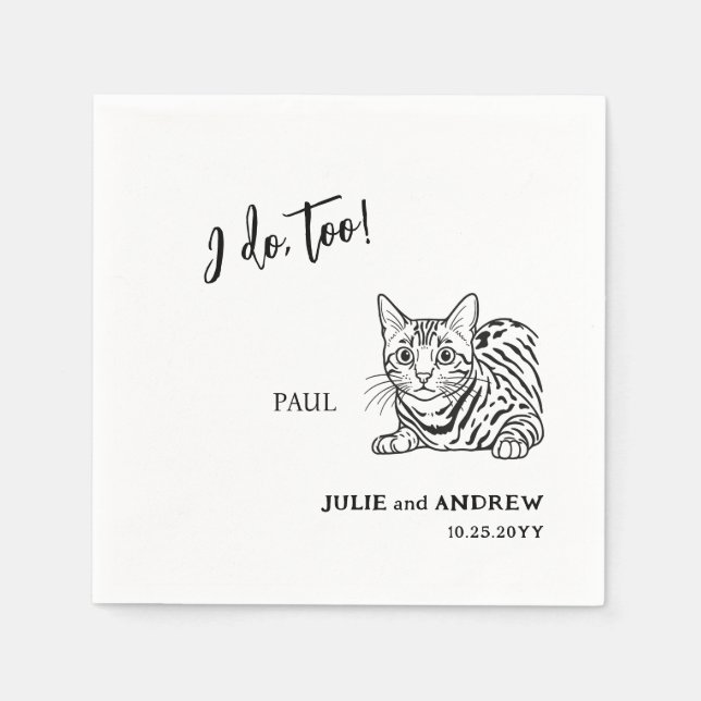 I Do Too Minimalist Shorthair Cat Wedding Napkin (Front)