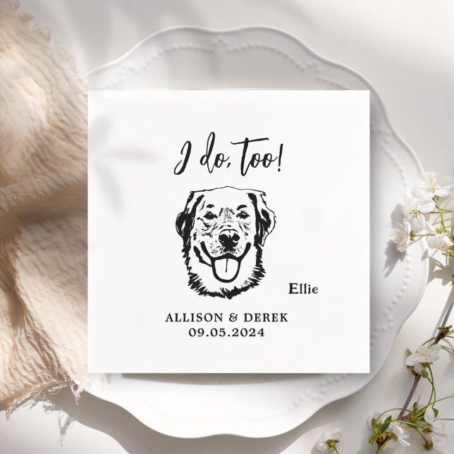 I do Too Pets Custom Hand Drawing Wedding Napkin (Creator Uploaded)