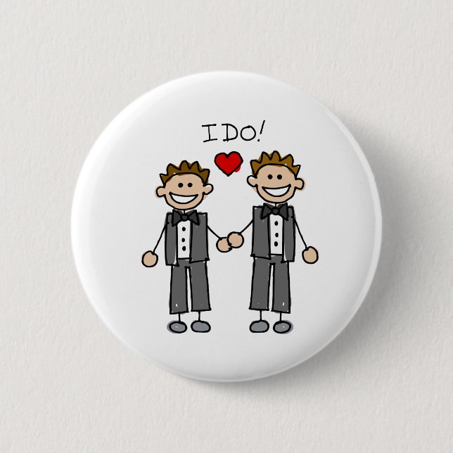 I Do Two grooms 6 Cm Round Badge (Front)