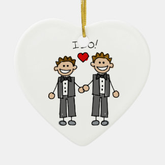 I Do Two grooms Ceramic Tree Decoration