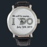 I Do Wedding Bling Save the Date Watch<br><div class="desc">I Do Wedding Bling Save the Date Watch. Customise the background colour by selecting edit and background to change the colour to match your theme to any shade of yellow,  red,  blue,  green,   orange,  pink. Change the font,  date and/or add photo or text.</div>