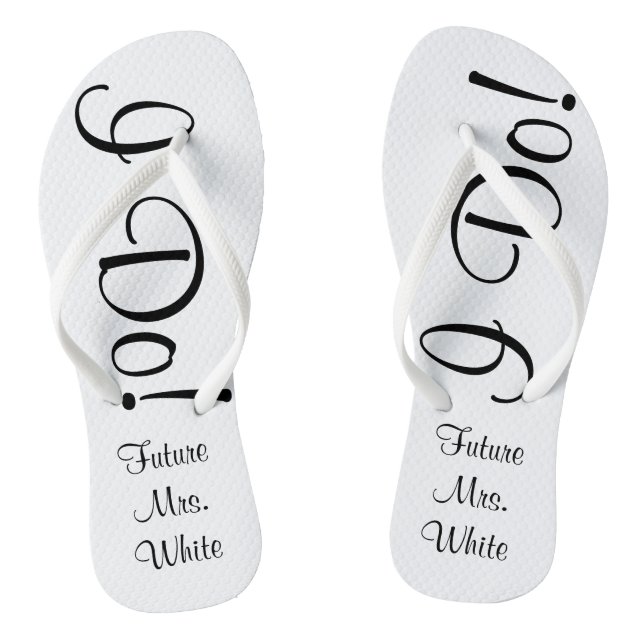 I Do! Wedding Day Bride Flip Flops (Footbed)