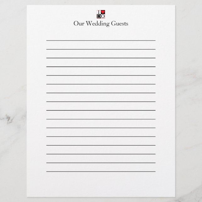 I Do Wedding Guest Book Pages (Front)