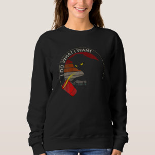 I Do What I Want Angry Black Cat Pushing Red Cup Sweatshirt