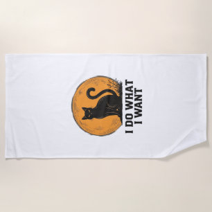 I Do What I Want Black Cat Vintage Shirt Design_1 Beach Towel