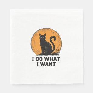 I Do What I Want Black Cat Vintage Shirt Design_1 Napkin
