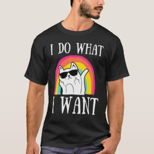 I Do What I Want Cat Coffee Black Cat Red Cup 1 T-Shirt