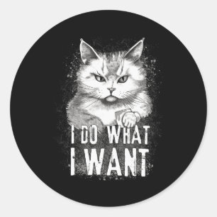 I Do What I Want Cat Halloween Fun Cat Halloween Classic Round Sticker