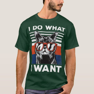 I Do What I Want Cat Kitty Vintage Black Cat Retro T-Shirt