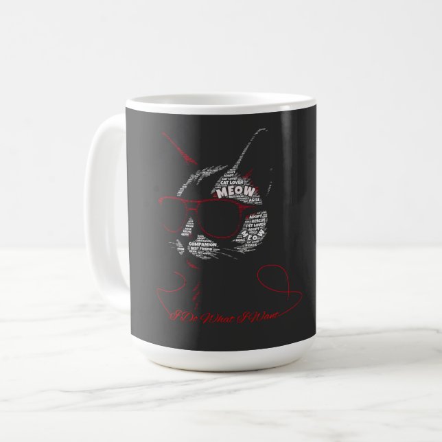 I Do What I Want Cat Typography Coffee Mug (Front Left)
