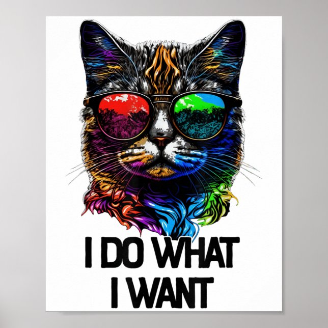 I Do What I Want Cat With Sungles  Poster (Front)