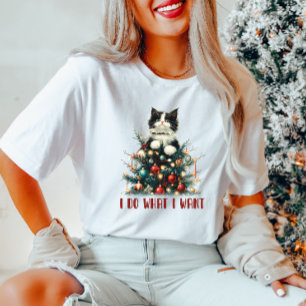 I Do What I Want Christmas Cat T-Shirt