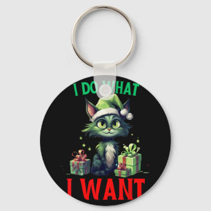 I Do What I Want Fun Cats Christmas Cat Ugly Xmas  Key Ring