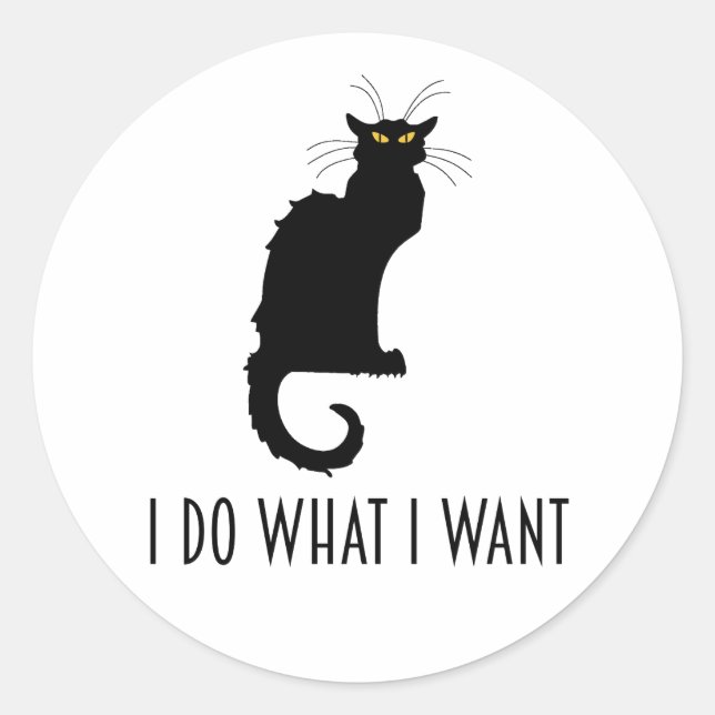 I Do What I Want Funny Cat Chat Noir Classic Round Sticker (Front)