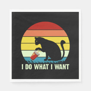 I Do What I Want Funny Vintage Black Cat Napkin