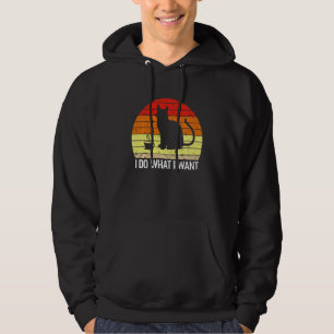 I Do What I Want Retro Coffee Black Cat Silhouette Hoodie
