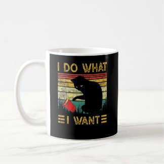I Do What I Want Vintage Black Cat Red Cup Cat