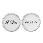 I Do with Black and White Wedding Date Groom