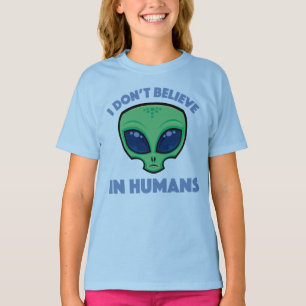 I Don’t Believe In Humans Cartoon Alien T-Shirt