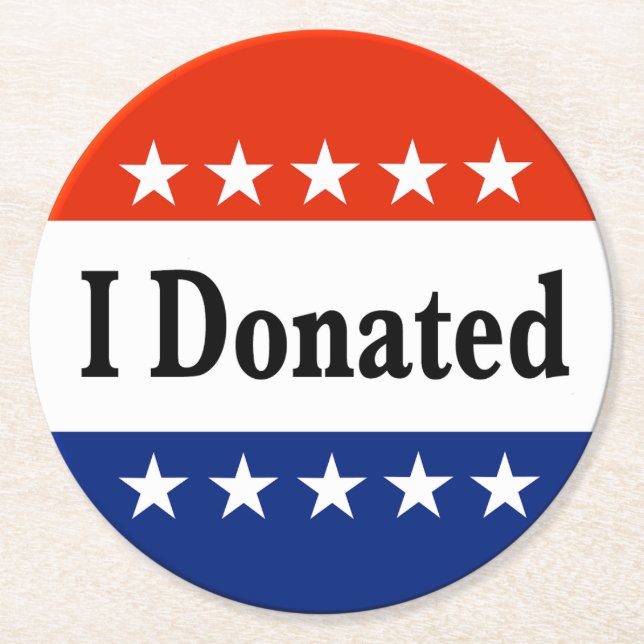 I Donated Round Paper Coaster (Front)