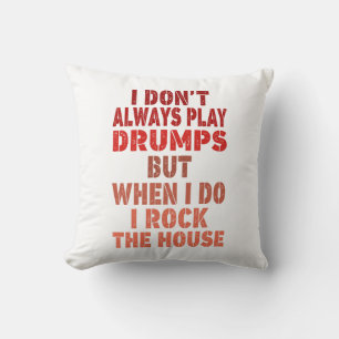 I don't always play drums funny retro sunset drumm cushion