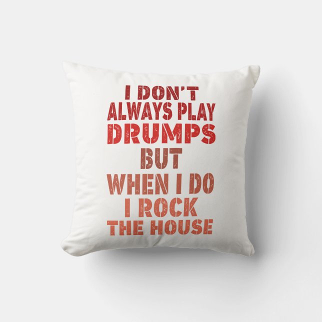 I don't always play drums funny retro sunset drumm cushion (Front)