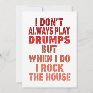 I don't always play drums funny retro sunset drumm invitation