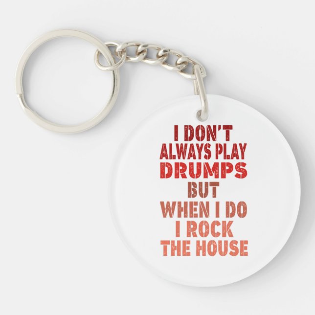 I don't always play drums funny retro sunset drumm key ring (Front)