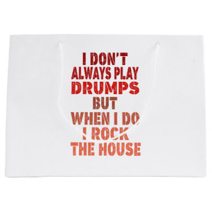 I don't always play drums funny retro sunset drumm large gift bag